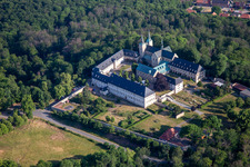Oblique view of Huysburg Monastery in the district Röderhof in Huy in the state Saxony-Anhalt, Germany