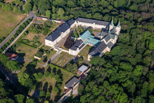 Huysburg Monastery in the district Röderhof in Huy in the state Saxony-Anhalt, Germany seen from above