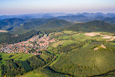 View of the town from the southwest in Busenberg in the state Rhineland-Palatinate, Germany