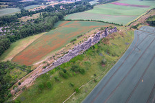 Aerial photograpy of Devil's Wall (Königstein) in the district Weddersleben in Thale in the state Saxony-Anhalt, Germany