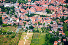Oblique view of Collegiate Church of St. Servatius in Quedlinburg in the state Saxony-Anhalt, Germany