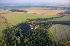 Konradsburg in the district Ermsleben in Falkenstein in the state Saxony-Anhalt, Germany from above
