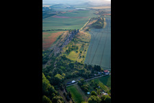 Aerial view of Devil's Wall (Königstein) from the east in the district Weddersleben in Thale in the state Saxony-Anhalt, Germany