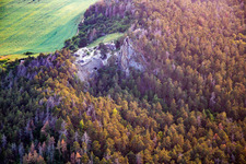 Aerial view of Oracle Rock, Kucksburg in the district Timmenrode in Blankenburg in the state Saxony-Anhalt, Germany