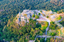 Regenstein Castle and Fortress in Blankenburg in the state Saxony-Anhalt, Germany from above