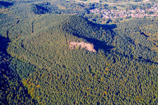Aerial photograpy of Rötzenfels in the district Gossersweiler in Gossersweiler-Stein in the state Rhineland-Palatinate, Germany