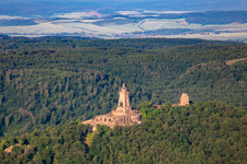 Aerial view of Kyffhäuser Monument in the district Steinthaleben in Kyffhäuserland in the state Thuringia, Germany