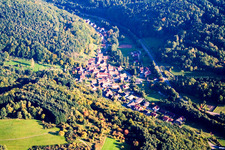 Village - view on the edge of agricultural fields and farmland in Muenchweiler am Klingbach in the state Rhineland-Palatinate