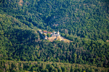 Aerial view of Castle Falkenstein (Harz) in the district Pansfelde in Falkenstein in the state Saxony-Anhalt, Germany