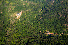 Castle Falkenstein (Harz) in the district Pansfelde in Falkenstein in the state Saxony-Anhalt, Germany from the plane
