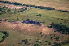 Aerial view of Large Counterstone Stone Ship in Ballenstedt in the state Saxony-Anhalt, Germany