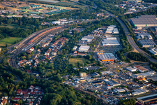 Commercial area at the train station in Germersheim in the state Rhineland-Palatinate, Germany
