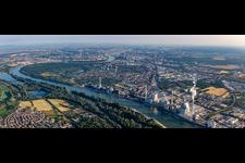 South in the Rhine loop from the south behind the GKM in the district Almenhof in Mannheim in the state Baden-Wuerttemberg, Germany