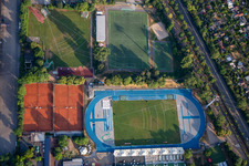Olympic Athletics Training Center with Michael Hoffmann Stadium, PSV Mannheim eV - Sports Field and Tennis Base Mannheim in the district Neckarstadt-Ost in Mannheim in the state Baden-Wuerttemberg, Germany