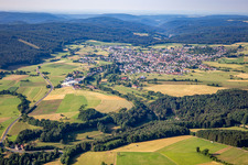 District Beerfelden in Oberzent in the state Hesse, Germany from above