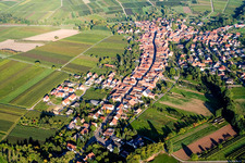 Town from the southwest in Göcklingen in the state Rhineland-Palatinate, Germany