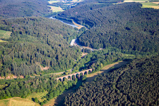 Himbächel Viaduct in the district Hetzbach in Oberzent in the state Hesse, Germany from above