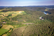 Himbächel Viaduct in the district Hetzbach in Oberzent in the state Hesse, Germany seen from above