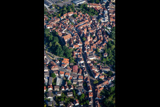 Aerial view of Historic Old Town Braunstraße from S0 in Michelstadt in the state Hesse, Germany