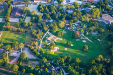 Cable car station from Luisenpark to Spinelli Park of the Federal Garden Show Mannheim BUGA 2023 in the district Oststadt in Mannheim in the state Baden-Wuerttemberg, Germany