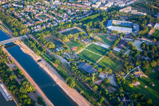Cable car over the Neckar from Luisenpark to Spinellipark of the Federal Garden Show Mannheim BUGA 2023 in the district Oststadt in Mannheim in the state Baden-Wuerttemberg, Germany