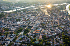 Square city between water tower, Rhine and Neckar from the east in the district Innenstadt in Mannheim in the state Baden-Wuerttemberg, Germany