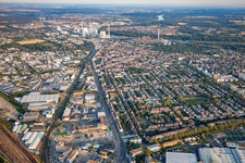 Neckarauerstraße from the north in the district Neckarau in Mannheim in the state Baden-Wuerttemberg, Germany