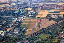 City Airport Mannheim from the southeast in the district Neuostheim in Mannheim in the state Baden-Wuerttemberg, Germany