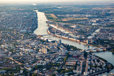 Rhine bridges to Mannheim from the south in the district Süd in Ludwigshafen am Rhein in the state Rhineland-Palatinate, Germany