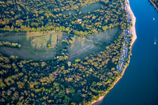 Campsite Mannheim Beach on the Rhine in the district Niederfeld in Mannheim in the state Baden-Wuerttemberg, Germany
