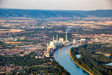 Large power plant Mannheim GKM from the west in the district Neckarau in Mannheim in the state Baden-Wuerttemberg, Germany