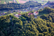 Church of Župnijska cerkev sv. Marije Vnebovzete and Café Huda Liza on the Vurberg in Duplek in the state Slovenia, Slovenia