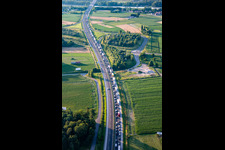 Aerial view of Traffic jam on the E59 in Maribor in the state Slovenia, Slovenia