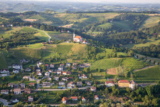 Aerial view of Gorca Church - Marijina cerkev v Malečniku in Maribor in the state Slovenia, Slovenia