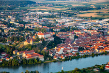 Aerial view of Old town from the northwest in Ptuj in the state Slovenia, Slovenia