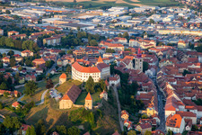 Castle Ptuj/Grade Ptuj above the old town in Ptuj in the state Slovenia, Slovenia from above