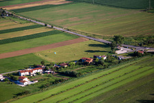 Aerial view of Paragliding Landing Lijak / Društvo jadralnih padalcev Polet Nova Gorica in Nova Gorica in the state Slovenia, Slovenia