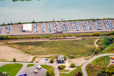 Aerial view of Wörth State Port in Wörth am Rhein in the state Rhineland-Palatinate, Germany