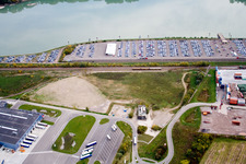 Oblique view of Wörth State Port in Wörth am Rhein in the state Rhineland-Palatinate, Germany