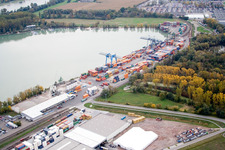 Wörth State Port with CONTARGO in the district Maximiliansau in Wörth am Rhein in the state Rhineland-Palatinate, Germany
