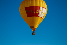Aerial view of PfalzGas hot air balloon in Herxheim bei Landau in the state Rhineland-Palatinate, Germany