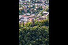Bismarck Tower in Bad Bergzabern in the state Rhineland-Palatinate, Germany seen from above