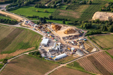 Construction site of the eastern tunnel portal for the Astrid Tunnel for the underpass and bypass of Bad Bergzabern between B38 (Weinstraße) and B427 (Kurtalstraße) in Dörrenbach in the state Rhineland-Palatinate, Germany out of the air