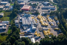 Aerial view of Xella Germany GmbH in the district Freistett in Rheinau in the state Baden-Wuerttemberg, Germany