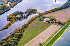 Aerial view of Hofgut Maxau in the district Knielingen in Karlsruhe in the state Baden-Wuerttemberg, Germany