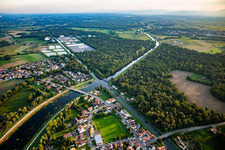 Intersection of the Canal de Décharge de l'Ill and the Canal du Rhône au Rhin in Erstein in the state Bas-Rhin, France