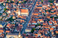 Rue du Gén de Gaulle with Eglise catholique Saint-Etienne in Rosheim in the state Bas-Rhin, France