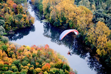 Aerial photograpy of Old Rhine in the district Daxlanden in Karlsruhe in the state Baden-Wuerttemberg, Germany