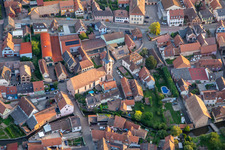 Aerial view of Church of Saint Etienne in Wolxheim in the state Bas-Rhin, France