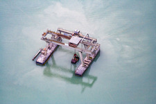 Floating dredger in Hagenbach in the state Rhineland-Palatinate, Germany